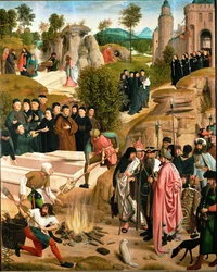 Het lot van het gebeente van Johannes de Doper (schilderij op eikenhout)