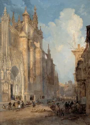 Kathedraal van Sevilla aan de kant van de trappen