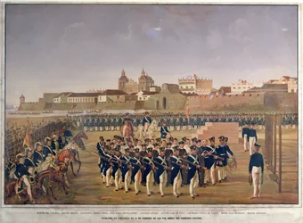 De Executie van Pantaleon German de Ribon en zijn 8 metgezellen in Cartagena op 24 februari 1816