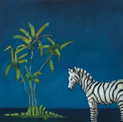 Zebra met palmboom, 2019 (olieverf op doek)