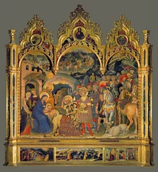 De aanbidding van de Wijzen (tempera op hout)