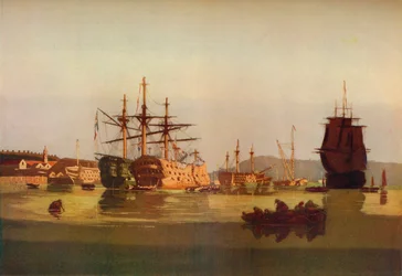 HMS Revenge en Franse Prijs Hulk, ca. 1850