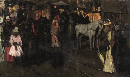 Een zondagavond op de Dam, Amsterdam, ca. 1895