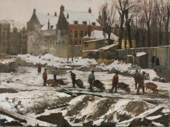 Bouwplaats in Amsterdam, ca. 1902