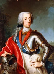 Portret van Karl Albrecht Wittelsbach, staand, driekwart lengte, in ceremonieel gewaad