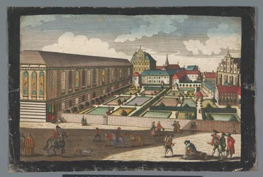 Gezicht op het Koninklijk Paleis en het klooster van de minderbroeders kapucijnen te Wroclaw