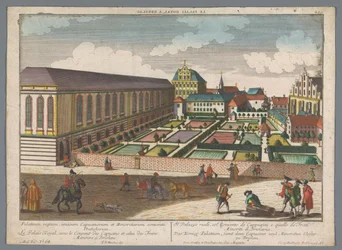 Gezicht op het Koninklijk Paleis en het klooster van de minderbroeders kapucijnen te Wroclaw