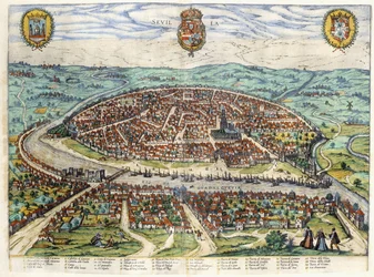 Plan en uitzicht van Sevilla, 1579-1590