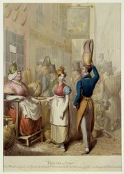 Tableau de Paris: rue de la rue Montorgueil en café-restaurant Le Rocher de Cancale in Parijs.
