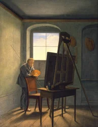 Duits: Caspar David Friedrich in zijn atelier Caspar David Friedrich in zijn atelier (1812)