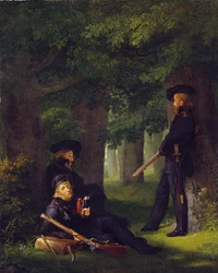 Theodor Körner, Friedrich Friesen en Heinrich Hartmann op voorpostendienst