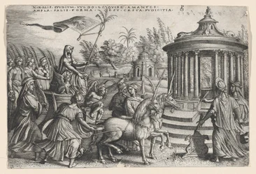 De triomf van kuisheid op liefde, uit de Triomfen van Petrarca