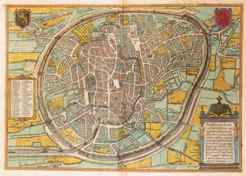 Kaart van Brussel uit Civitates Orbis Terrarum door Georg Braun