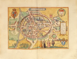 Kaart van Canterbury uit Civitates Orbis Terrarum door Georg Braun