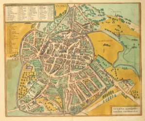 Kaart van Vicenza uit Civitates Orbis Terrarum door Georg Braun