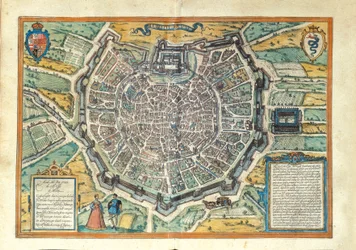 Milaan uit Civitates Orbis Terrarum door Georg Braun
