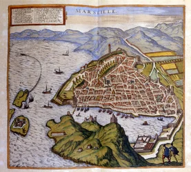 Uitzicht op Marseille uit de Atlas van Braun en Hogenberg