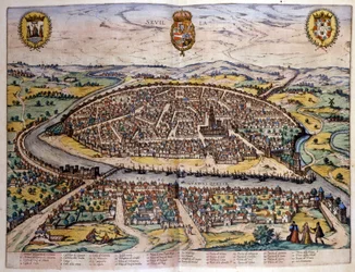 Vue de Séville volgens de Atlas van Braun en Hogenberg