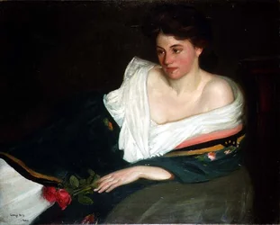 Portret van een dame op een sofa