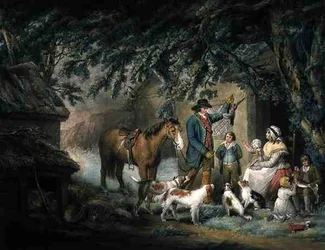Avond, of De terugkeer van de jager, gegraveerd en uitgegeven door Joseph Grozer