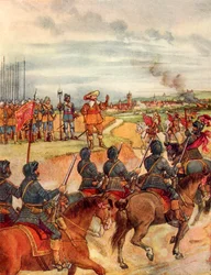 Mars van de Finse cavalerie (kleurenlitho)