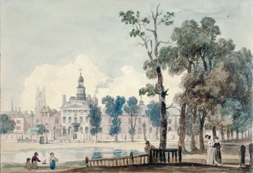 Buitenaanzicht van het oude Bethlehem Hospital, Moorfields, City of London