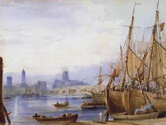 Oude London Bridge en Southwark, c1830