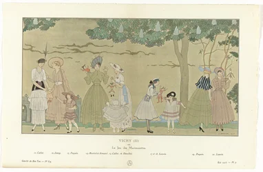 Gazette du Bon Ton, Zomer 1915 - No. 8-9, Pl. 3: Vichy (II) / of / Het Spel van de Marionetten