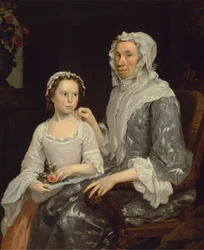 Portret van een oudere dame en een meisje
