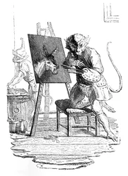 Een aap schildert een ezel, 1753