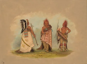Een Pawnee Hoofdman met Twee Krijgers, 18611869