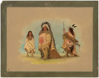 Een Sioux-opperhoofd, zijn dochter en een krijger