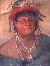 Aúh-ka-nah-paw-wáh, staande aarde, een oude en dappere krijger