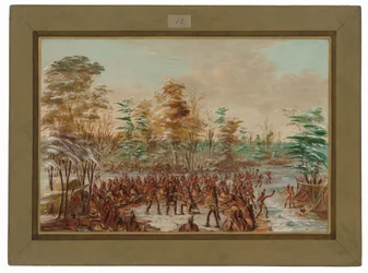 De Tonty die om vrede vraagt in het Iroquois-dorp. 2 januari 1680