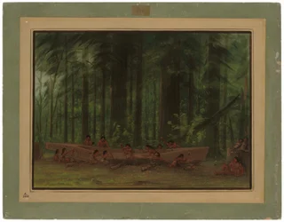 Een kano uitgraven - Nayas-indianen