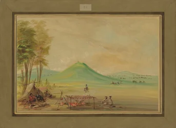 Expeditie gekampeerd op een Texaanse prairie, april 1686, 1847-48