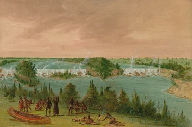 Vader Hennepin en Metgezellen bij de Watervallen van St. Anthony. 1 mei 1680, 1847-1848