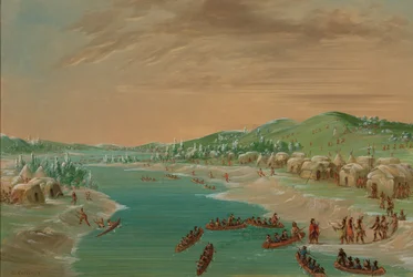 La Salle en gezelschap arriveren in het dorp van de Illinois. 1 januari 1680, 1847-1848
