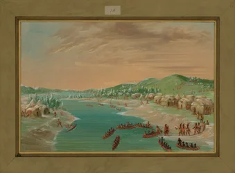 La Salle en gezelschap arriveren in het dorp van de Illinois, 1 januari 1680, 1847-48