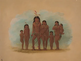 Lengua-hoofd, zijn twee vrouwen en vier kinderen, 1854-1869