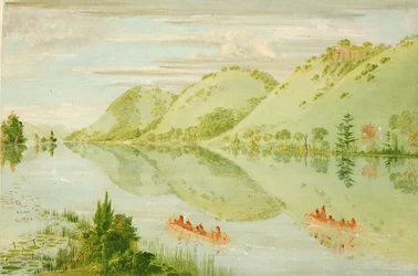 Pittoreske kliffen boven Prairie du Chien, 1835-1836