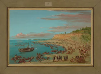 De Griffin vaart de haven van Mackinaw binnen, 27 augustus 1679, 1847-48