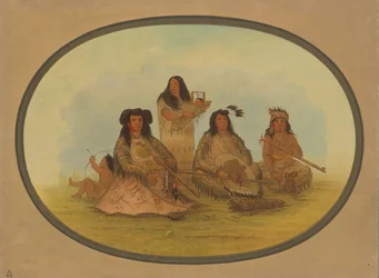 De Sioux-hoofdman met verschillende indianen, 1861-1869