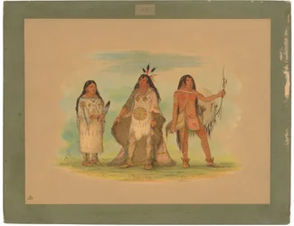 Drie Minatarree-indianen