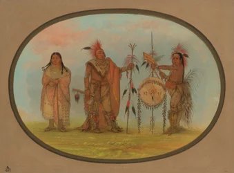 Twee Saukie stamhoofden en een vrouw, 1861-1869