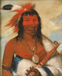 Wá-nah-de-túnk-ah, Grote Adelaar (of Black Dog), hoofdman van de O-hah-kas-ka-toh-y-an-te-groep