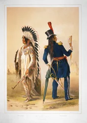 Wi-Jun-Jon (Het Licht) (Assiniboin) op weg naar en terug van Washington (handgekleurde litho)
