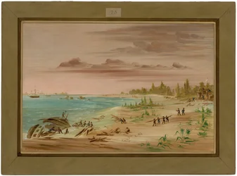 Schipbreuk van de Aimable, op de kust van Texas. 1685