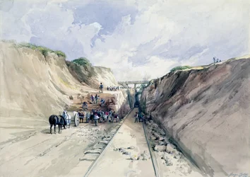 Graven van een snede op de Great Western Railway, 1841
