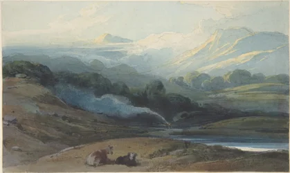 Rustend rundvee in een berglandschap, Bengalen